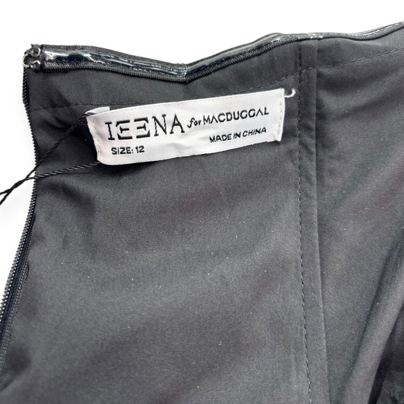 NWT Mac Duggal Ieena‎ Black White Strapless Boucle A Line Midi Dress W/3D Flower - Picture 15 of 15